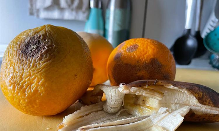 Naranjas y plátanos en mal estado