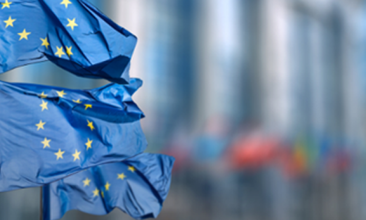 Banderas de la Unión Europea ondeando